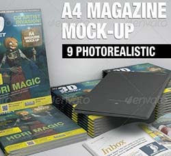 逼真的杂志展示模型：A4 Magazine Mock-up